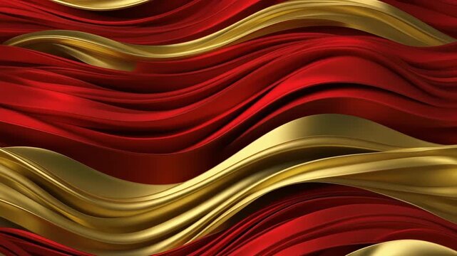 Luxurious red and gold abstract waves flowing smoothly in a dynamic pattern