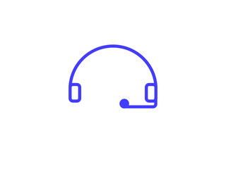 minimal blue headset icon with microphone representing customer support, audio communication, or call center services