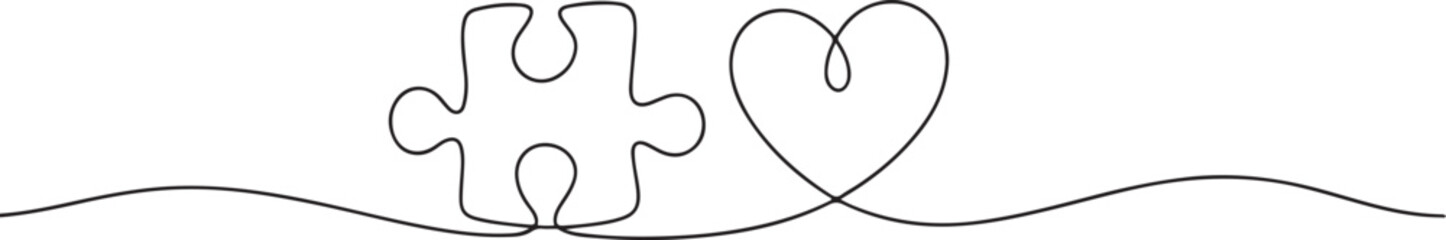 Editable vector stroke of Love and Care. Autism related concept. Continuous one line drawing. one line Icon drawing
