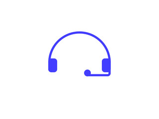 blue headset icon with microphone for customer care call support service