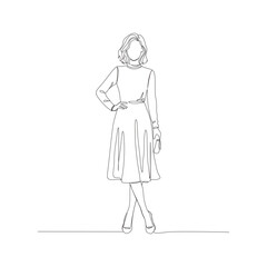 Hand-Drawn  Line Art Vector Simple Knee Length Summer Dress