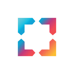 Expand arrow icon pointing outward, minimal flat vector design, vibrant gradient colors, clean geometric shape, modern interface style, isolated on white background.