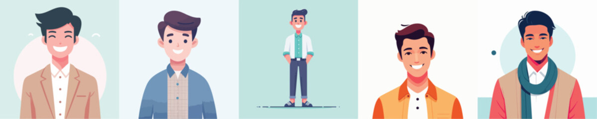 vector of a smiling young man