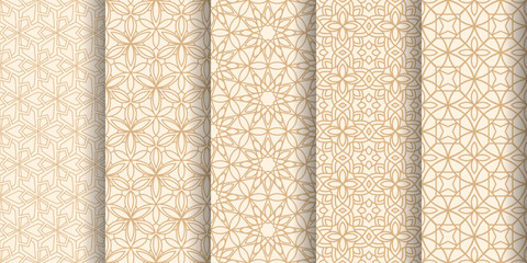 Islamic Arabic Seamless Geometric Pattern Vector,  set of different vector ornamental seamless patterns.