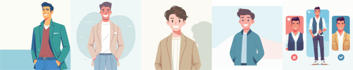 vector of a smiling young man