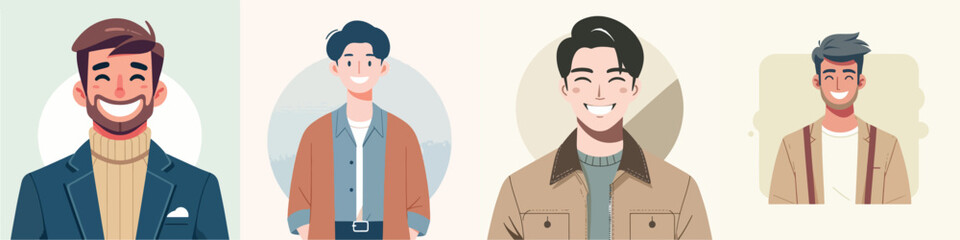 vector of a smiling young man