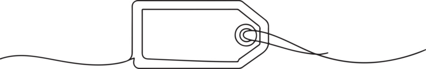 Obraz premium blank prize tag continuous one line drawing vector illustration, Prize tag continuous one line drawing. one line Icon drawing