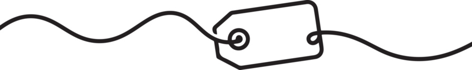 blank prize tag continuous one line drawing vector illustration, Prize tag continuous one line drawing. one line Icon drawing