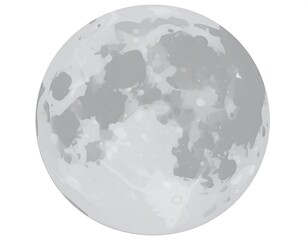Digitally rendered full moon, showcasing craters and illuminated areas