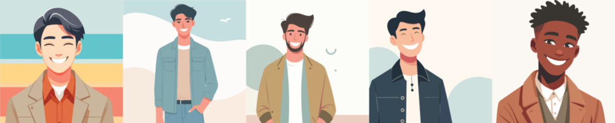 vector of a smiling young man