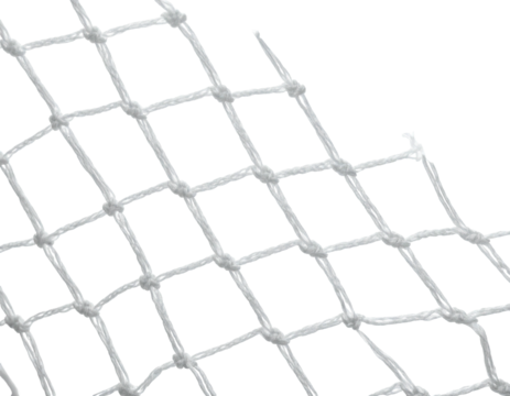 Close-up of a white, interconnected netting against a black background - Powered by Adobe