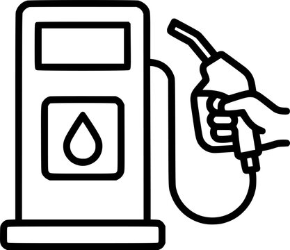 gas station pump and hand holding a nozzle icon sign, symbol, vector, art