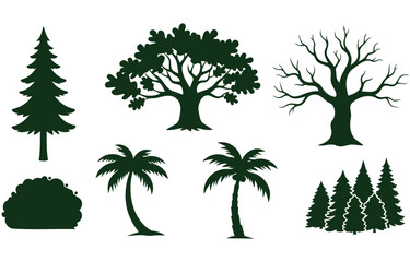 Obraz premium Set of Various Tree Silhouettes