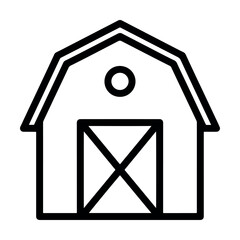 Barn Farmhouse Line Icon. Traditional Rural Building Outline Vector Illustration.
