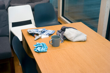 cleaning wooden table