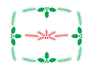 Vibrant green and red holiday border design with snowflake