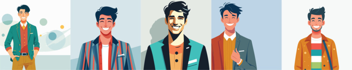 vector of a smiling young man