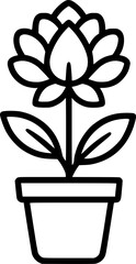 potted flower natural bud growth plant decoration sign, symbol, vector, art