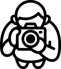 photographer holding camera taking picture top view sign, symbol, vector, art