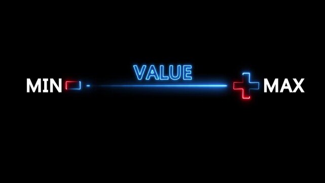 Glowing neon value added virtual icon animation . concept of increase value added business and service, market, Benefits, Growth, Quality control icon animation .