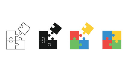 Colorful Puzzle Pieces Illustration Sequence.