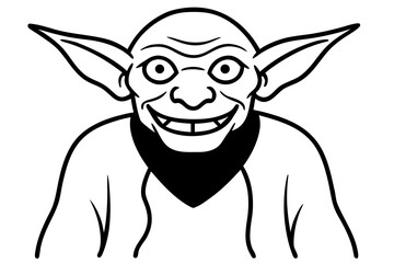 Fototapeta premium Goblin line art white background illustration