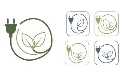 Electric Plug with Green Leaf Logo.