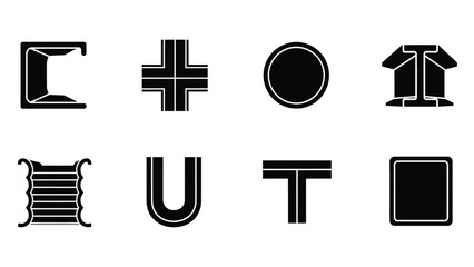 Collection of Various Black Icons Symbols.