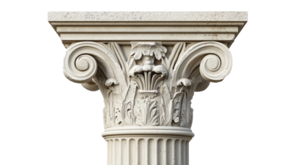 A white column with a lot of detail on it, isolated on a transparent background