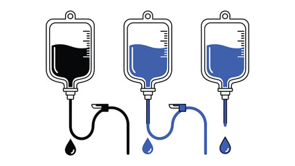 Medical IV Fluid Bags with Liquid.
