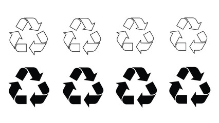 Recycling Symbols in Various Styles and Shades.