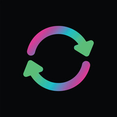 Sync arrows icon with two circular arrows, colorful gradient palette, flat vector illustration, smooth rounded edges, modern app icon style, isolated on white background.