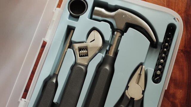Tool boxes, maintenance kits, various tools for home helper for male. High quality 4k footage
