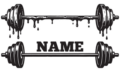 Hardcore Barbell Gym Logo Template with Dripping Sweat Effect and Customizable Name