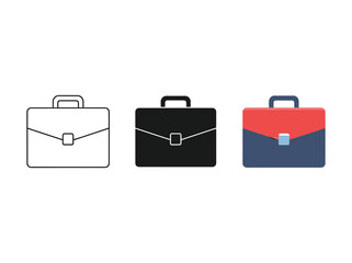 Briefcase icon set in different styles