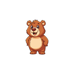 Fototapeta premium Cute Smiling Bear icon logo flat vector design