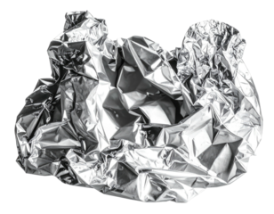 A close-up shot of a crumpled, metallic silver material against a solid black background