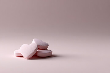 galentines day design, galentines day vibe with scattered abstract hearts on soft pink background, minimal composition, and ample text space