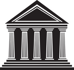 Obraz premium Black and white illustration of a neoclassical building with columns