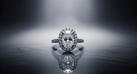 An elegant diamond ring, an engagement ring with a classic oval cut.