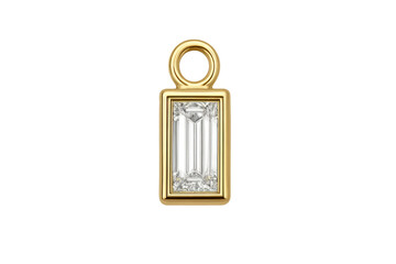 Gold baguette diamond pendant charm with transparent background