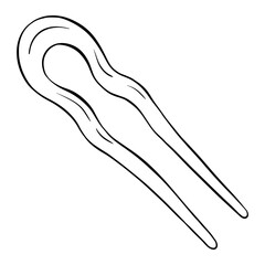 French Hair Pin. Isolated icon on the transparent background. Hand drawn digital illustration. SVG