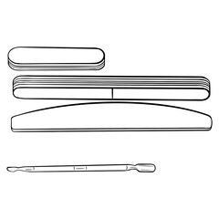 Nail Files. Tools for manicure and pedicure.  Isolated icon on the transparent background. Hand drawn digital illustration. SVG