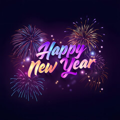 Bright Multicolour Fireworks Welcoming the New Year