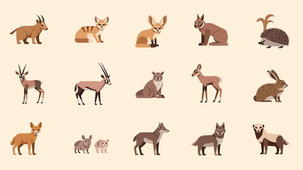 Fototapeta premium Diverse Collection of Desert Animals and Wildlife Species.