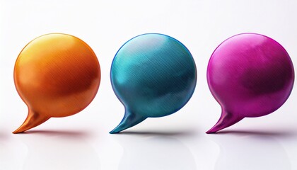 Three Different Styles Of Speech Bubbles With A Gradient Fill Isolated On A White Background