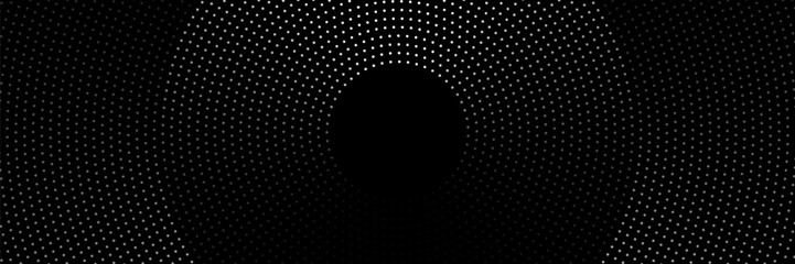 Minimalist abstract image featuring concentric dotted circles in shades of grey on a light background, creating a modern and tech-inspired circular pattern.