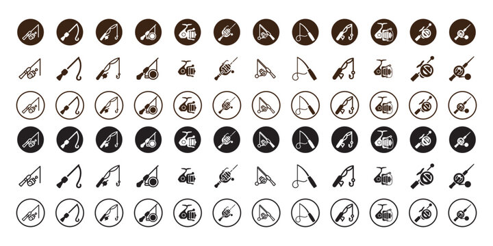 Fishing Rod Icons Set Vector With Transparant Background