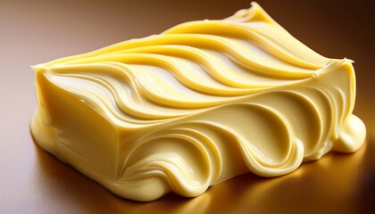 Close Up Of Smooth Glossy Butter Or Margarine With Spread Ridges And Grooves