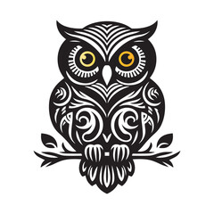 Fototapeta premium Geometric Owl Silhouette Vector | Abstract Black & White Art
